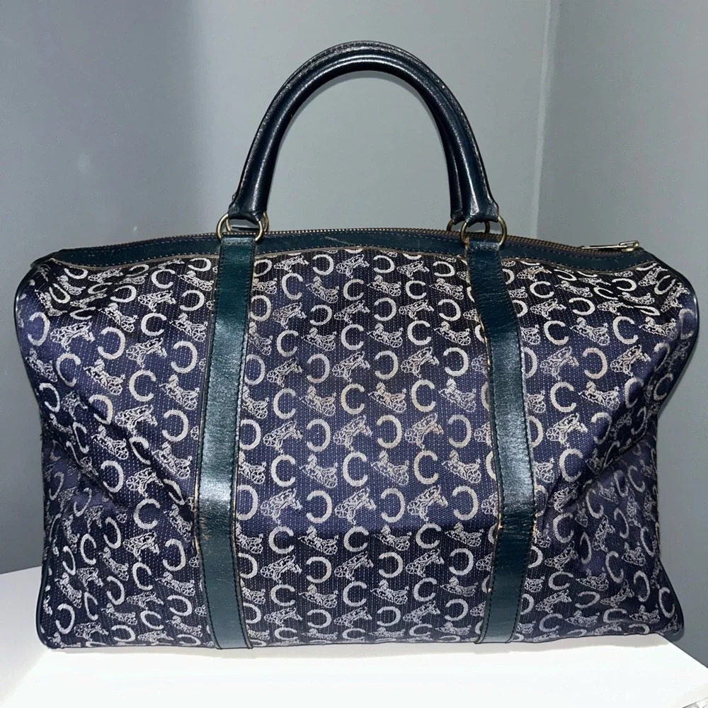 Celine CMacadam Canvas Blue Boston Bag
